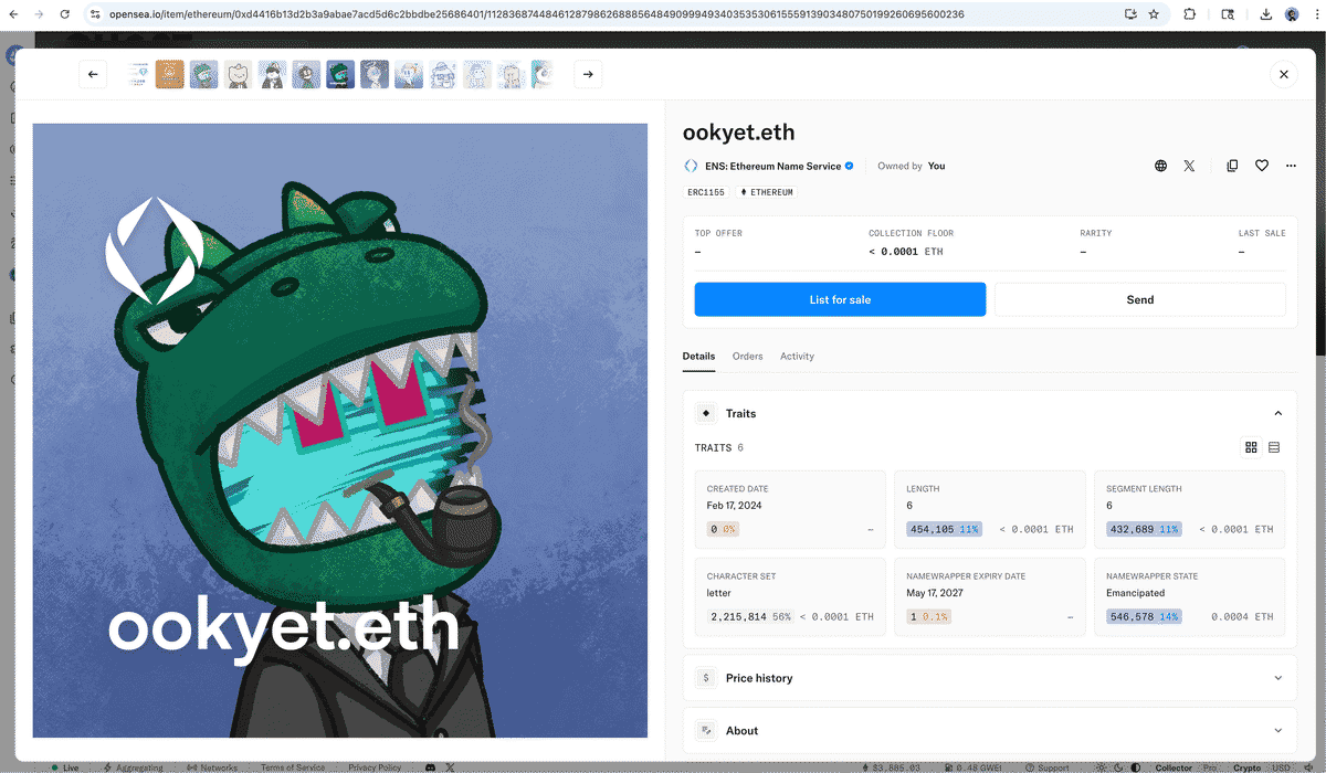 OpenSea ownership snapshot for Lil Ghost #5137